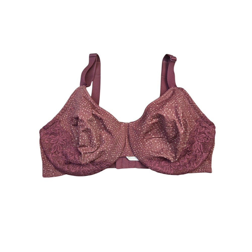 Olga by Warners Luxury Lift Underwire Bra Purple Lace 40DD Full Coverage Floral